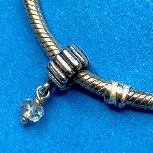 Authentic 790166BK sterling Pandora charm / Quartz April Birthstone